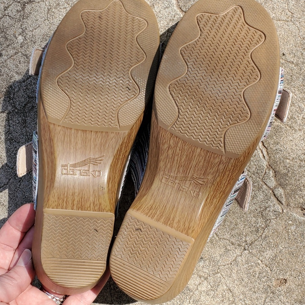 Dansko Sophie Multi Color Strappy Striped Leather Slide Sandals Wedge 37 Casual - Picture 11 of 11